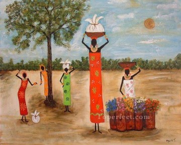 Maite filles tobon aidant maman de l’Afrique Peinture à l'huile